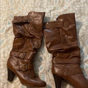 Brown mid calf boots